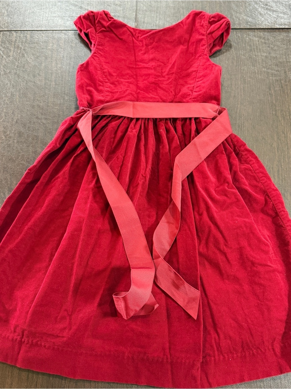 Red Velvet Tie-Waist Party Dress